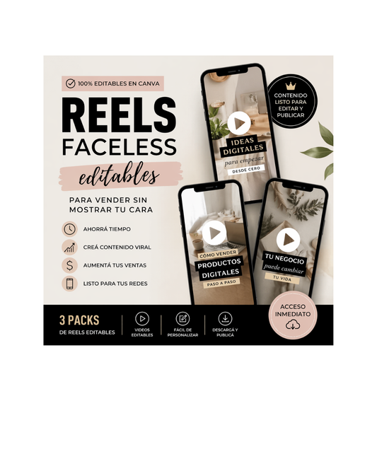 Reels Faceless Editables para Vender en Redes sin Mostrar tu Cara